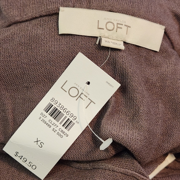 NWT LOFT Ann Taylor Gray Short Sleeve Open Tie Accent Crop Cardigan Shrug XS - Picture 5 of 6